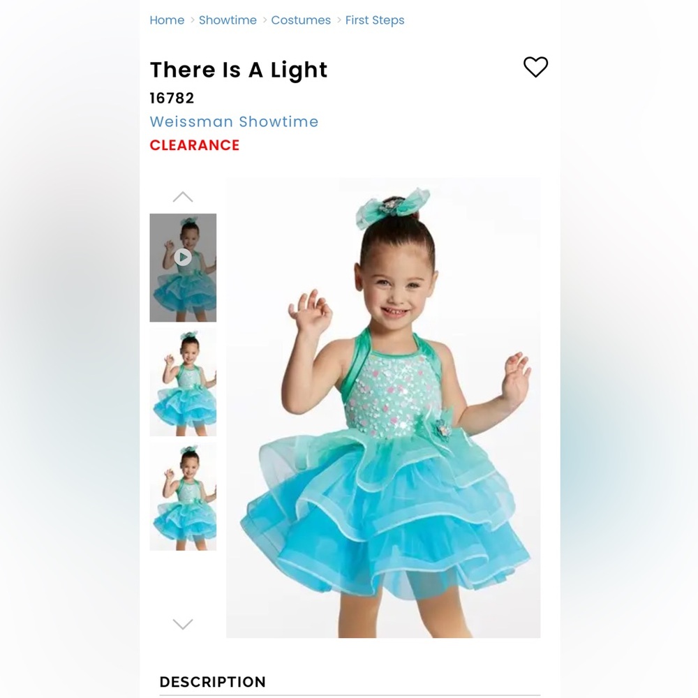 Weissman Turquoise Kids Dance Costume